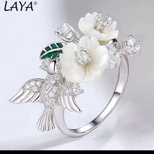 Silver Floral Bird Ring